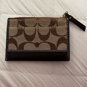 Coach Signature C leatherware card wallet.  Brown.